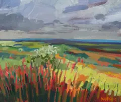 Towards Harnham Signed by Nick Phillips, Oil on canvasboard, sold Oct 2023