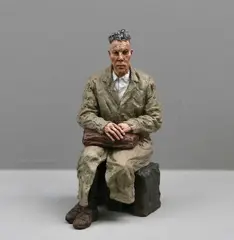Man Waiting 2022 Signed with initials and numbered SH 3/9 by Sean Henry, Bronze with oil painting, from an edition of, sold Oct 2023