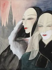 Women in Black by Dorte Clara Dodo Burgner, watercolour and heightener on paper, sold Oct 2023