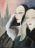 Women in Black by Dorte Clara Dodo Burgner, watercolour and heightener on paper, sold Oct 2023