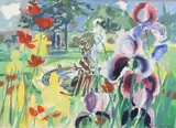 Fountain in Kew Gardens by Elizabeth Jane Lloyd, pencil, sold Oct 2023