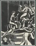 Merry Go Round by Arthur Gaskin, woodcut on paper, sold Jun 2023