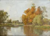 River landscapeSigned JW Parsons by John Whitehill Parsons, Oil on board, sold Jun 2023