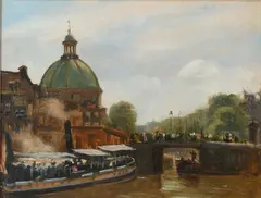 View of the Singel by Bernhard Sickert, Oil on board, sold Jun 2023