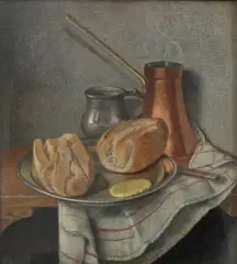 Le Premier DéjeunerSigned with monogram by Maxwell Armfield, Tempera on board, sold Jun 2023