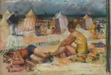 Figures at the beachPastel34 by James Ardern Grant, Pastel, sold Jun 2023