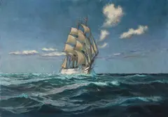 A clipper in choppy watersSigned ALEX KIRCHER by Alexander Kircher, Oil on canvas, offered Jun 2023