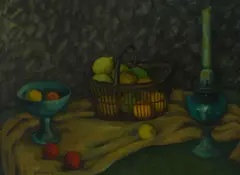 Still life with fruit and an by David Edgar Strachan, Oil on canvas, offered Jun 2023