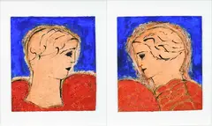 Classical head facing right by John Emanuel, oil and gold, sold Jun 2023