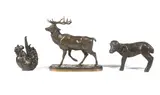 bronze model of a stag together with two further unsigned bronzes by Germain Demay, bronze, offered Apr 2014