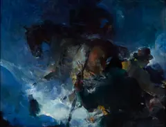 Snow Storm by Walter Biggs, acrylic on canvas, sold Sep 2014