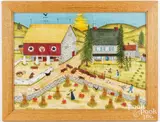 farm scene by Bill Rank, oil on velvet, sold Apr 2025
