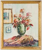 still life with flowers by Leonid Gechtoff, oil on canvas, sold Feb 2025