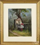 of children with hoop toy by Edward Henry Edward Lamson Henry, oil on cardboard, sold Feb 2025