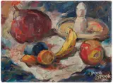 still life with fruit by Arthur Beecher Carles Jr., oil on canvasboard, offered Feb 2025