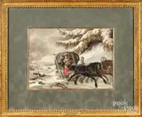 titled Napoleon's Departure from Moscow by John Augustus Atkinson, watercolor, sold Feb 2025