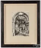 church drawing by Malcolm Mckesson, ink, sold Feb 2025