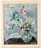 floral still life by Ethel Paddock, oil on canvas, offered Feb 2025