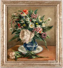 floral still life by Esther Williams, oil on canvas, sold Feb 2025