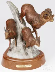 Bighorn Sheep Heading for Radium by Rick Taylor, bronze, sold Feb 2025