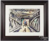 Covered Bridge by Robert Noel Blair, watercolor, sold Feb 2025