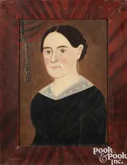 folk portrait of a woman by William Matthew Prior, oil on board, sold Jan 2025