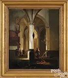 on oak panel church interior by Emanuel de Witte, ca. 1660, oil, offered Jan 2025