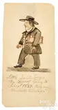 portrait of Little Lichtenberger the dwarf going to school by Lewis Miller, 1837, watercolor, sold Jan 2025