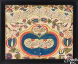 fraktur birth certificate for David Alder by Nine Hearts Artist Joseph Lochbaum, ink and watercolor, sold Jan 2025
