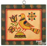 fraktur with bird and tulips by David Y. Ellinger, watercolor, sold Jan 2025
