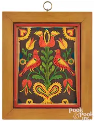 and cutwork fraktur by David Y. Ellinger, watercolor, sold Jan 2025