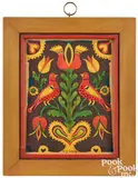 and cutwork fraktur by David Y. Ellinger, watercolor, sold Jan 2025