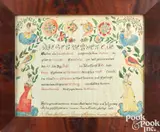 fraktur birth certificate for Johann Heinrich Gerbrich by Daniel Peterman, ink and watercolor, sold Jan 2025