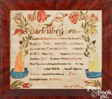 fraktur birth certificate for Levi Peterman by Daniel Peterman, ink and watercolor, sold Jan 2025