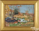 landscape by Walter Emerson Baum, oil on board, sold Jan 2025