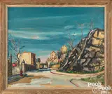 titled Deserted Streets by Walter Emerson Baum, gouache, sold Jan 2025