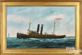 ship portrait of steamship Nottingham by Solon Francis Montecello Badger, oil on canvas, sold Jan 2025