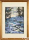 winter landscape by Walter Launt Palmer, watercolor and gouache, sold Jan 2025