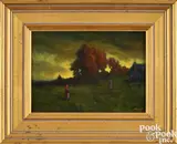 nocturne landscape with figures by Robert Crannell Minor Sr., oil on board, sold Jan 2025
