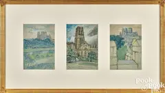 drawings of York and Durham by Violet Oakley, crayon, sold Jan 2025