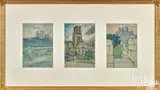 drawings of York and Durham by Violet Oakley, crayon, sold Jan 2025