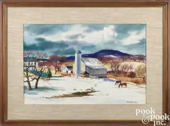 winter landscape by Ranulph Bye, watercolor, sold Jan 2025