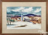 winter landscape by Ranulph Bye, watercolor, sold Jan 2025