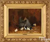 of a hen and chicks titled Under the Wings of Love by Ben Austrian, oil on canvas, sold Jan 2025
