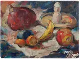 still life with fruit by Arthur Beecher Carles Jr., oil on canvasboard, offered Jan 2025