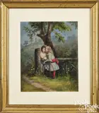 of children with hoop toy by Edward Lamson Henry, oil on cardboard, offered Jan 2025