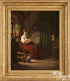 interior scene with mother and child by Carl Bertling, oil on canvas, sold Jan 2025