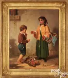titled The Bargain by Ida Waugh, oil on canvas, sold Jan 2025