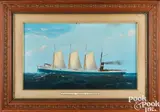ship portrait of the steamship Henry J. Johnson by Vincent Nickerson, pastel, sold Jan 2025