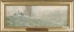illustration titled The Chase of the Tide by Howard Pyle, oil on board, sold Jan 2025